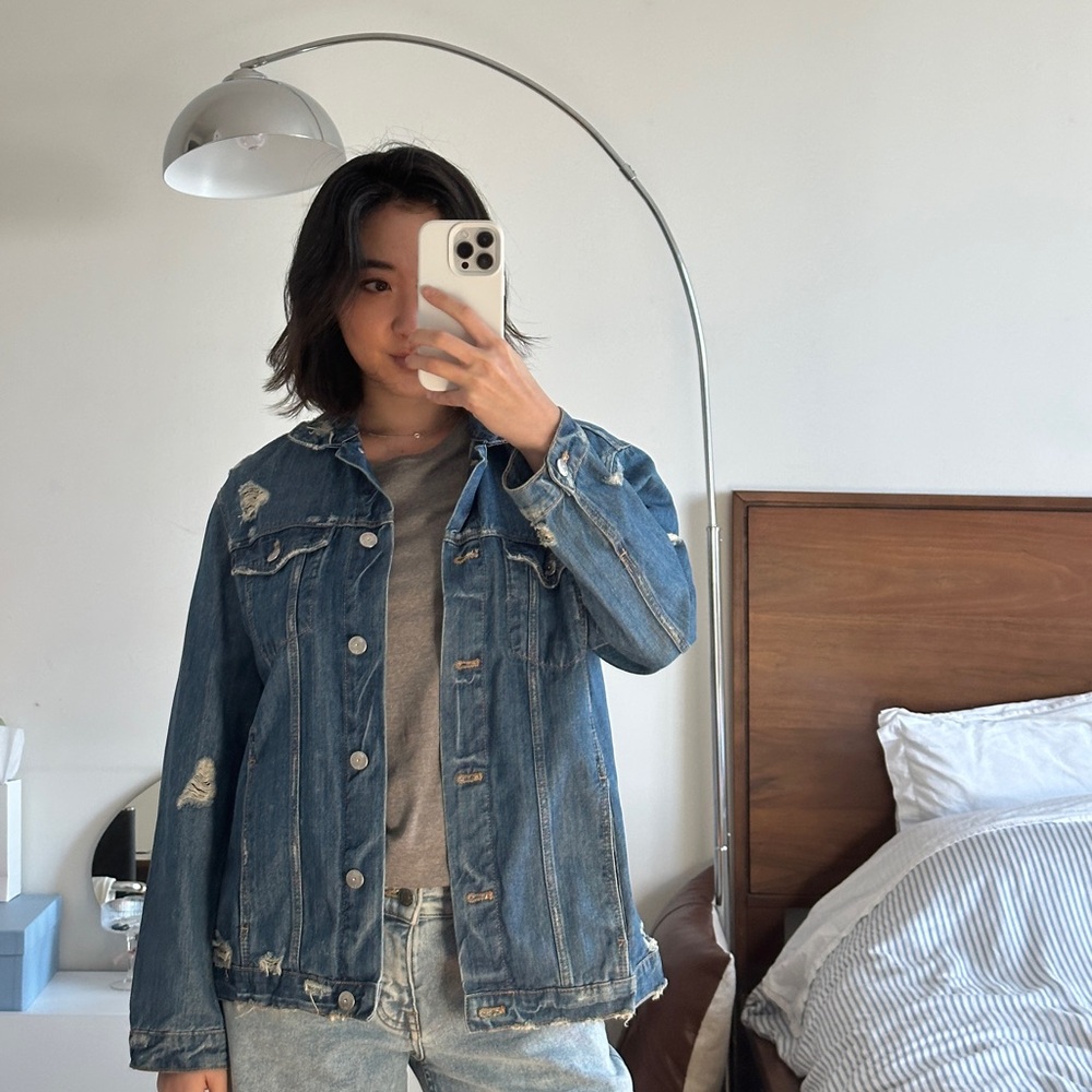 Zara Trafaluc Distressed Denim Jacket